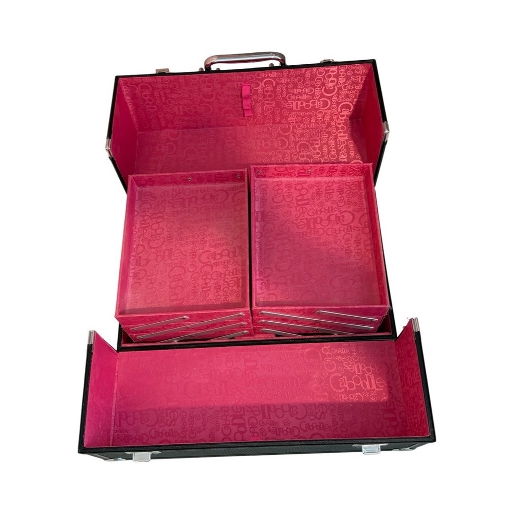 Caboodles Professional Makeup Train Case Black Pink 6 Cantilever Trays with Key - Picture 3 of 7